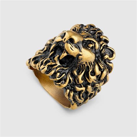 gucci lion black ring|female gucci lion ring.